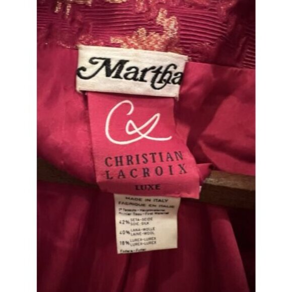 Christian Lacroix LUXE Auth 12 US 40 EU Red Gold Brocade Suit Jacket Skirt Coat - Picture 3 of 4